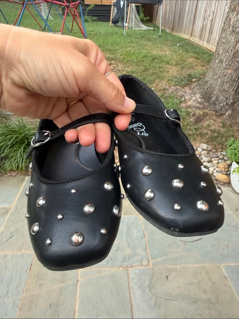 art class Black Studded Mary Jane Flats with Buckle little girl 13